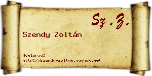 Szendy Zoltán névjegykártya